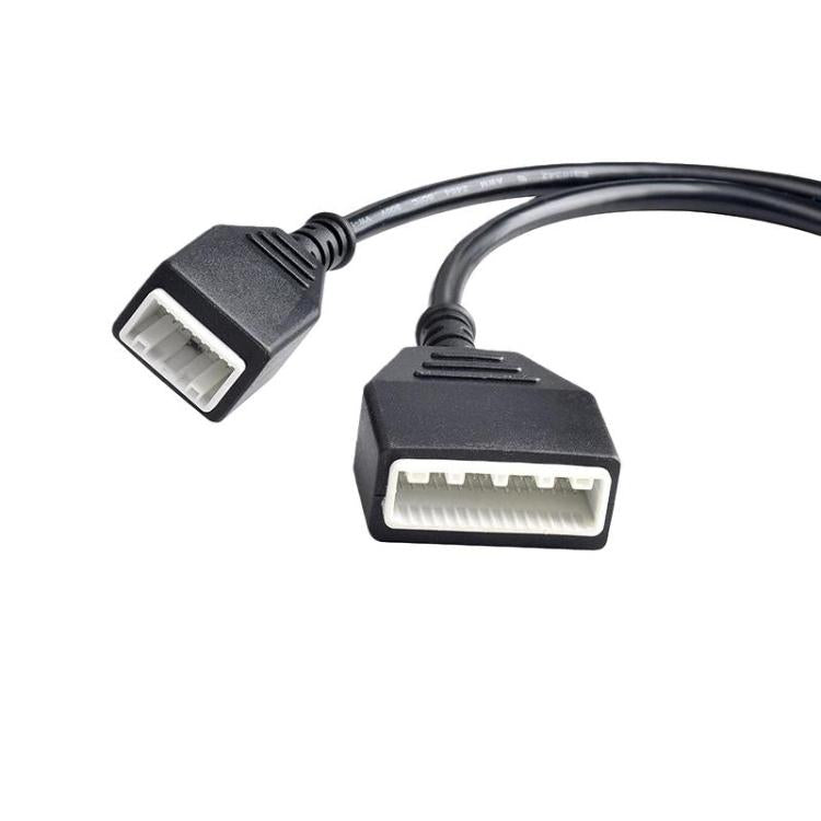 Nissan gateway adapter cable with two connector ends and multi-pin ports, black