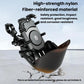 Black helmet phone mount with sun visor shade and multi-arm clamp