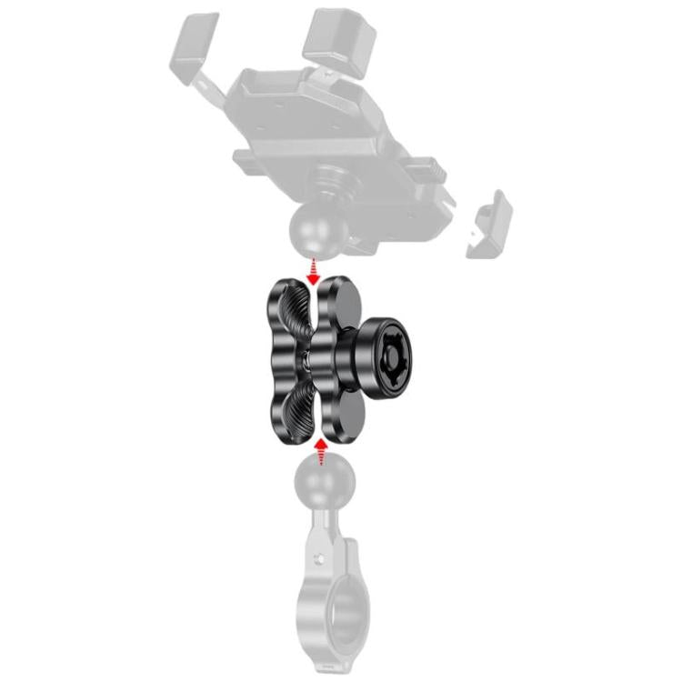Black metal clamp arm phone mount extender with anti-theft locking socket