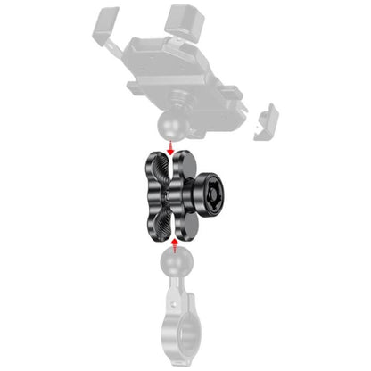 Black metal clamp arm phone mount extender with anti-theft locking socket