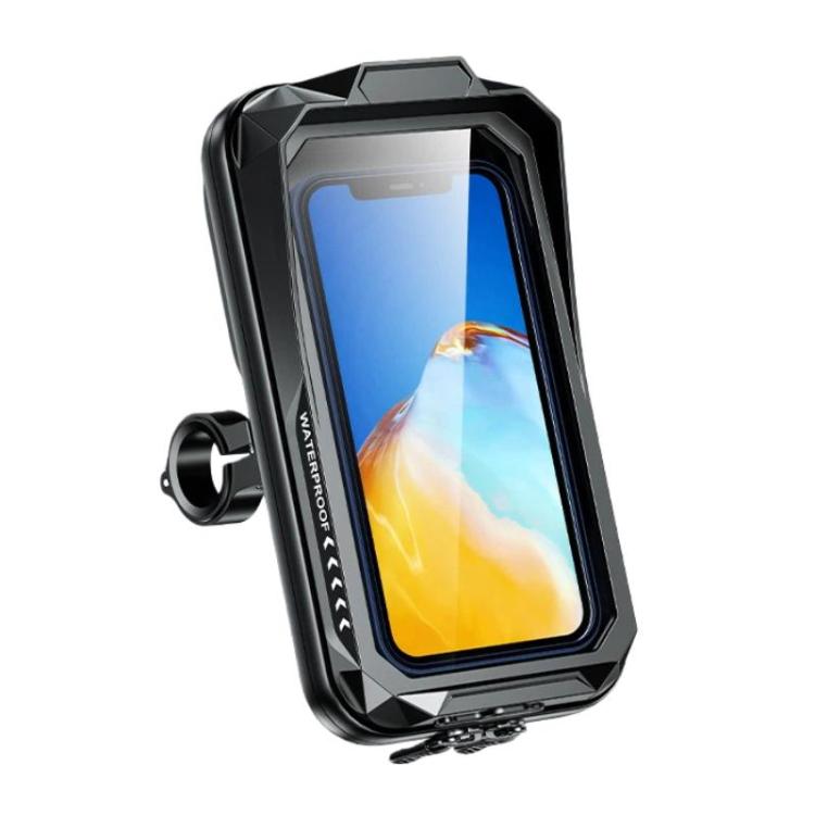 Outdoor cycling phone rainproof bag with clear touch-screen window on black mount