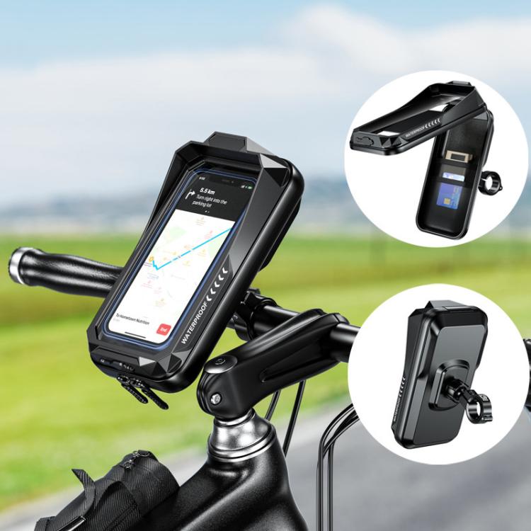 Outdoor cycling phone rainproof bag mounted on handlebar with touchscreen window