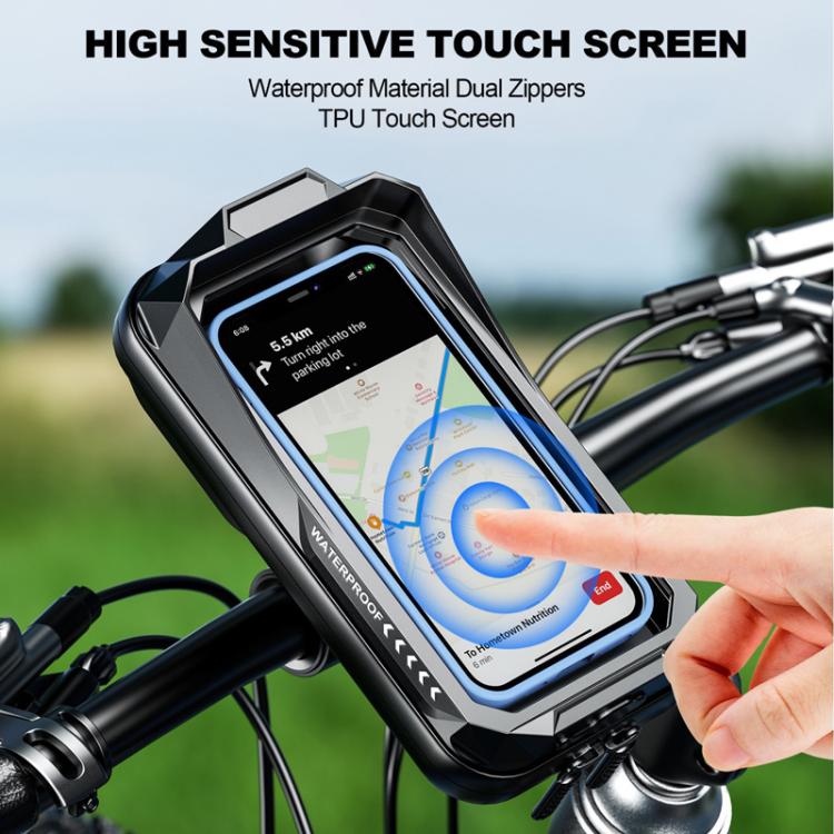Outdoor cycling phone rainproof bag with TPU touch-screen window and zipper closure