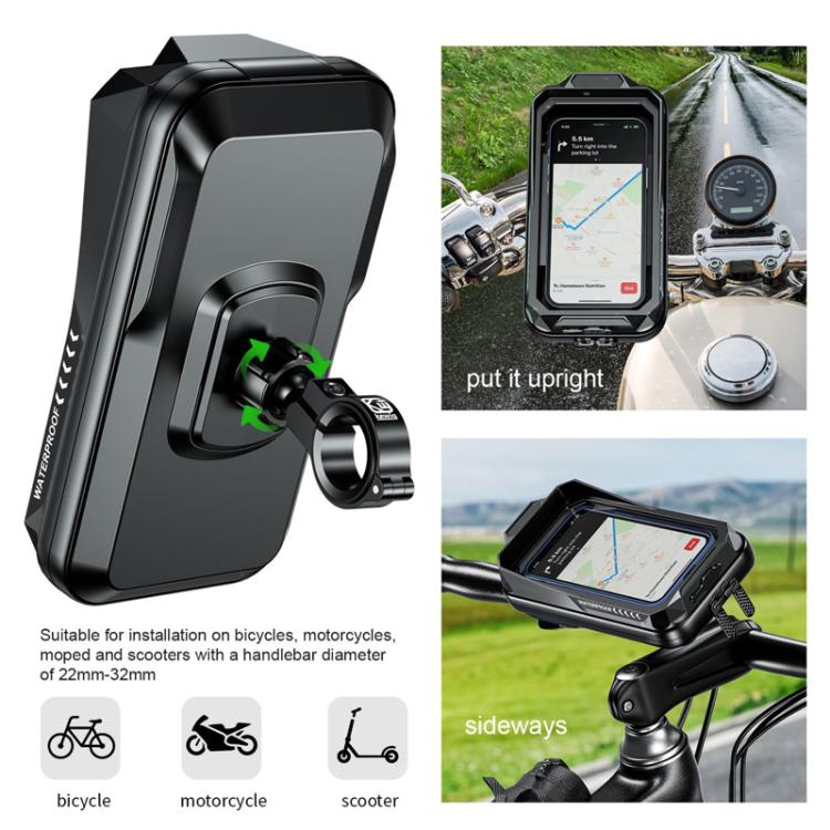 Outdoor cycling phone rainproof bag with back mount clamp and clear front screen cover