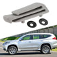 Gray seatbelt hook holder with two round grommets and top slot