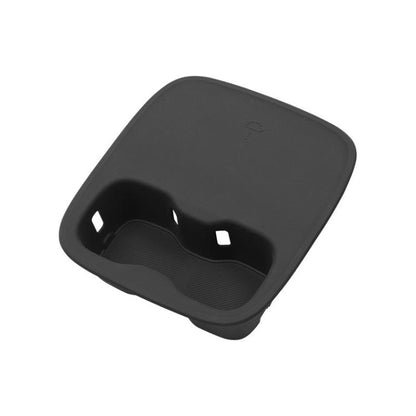 Black silicone bottle holder with molded anti-slip base and cup slots
