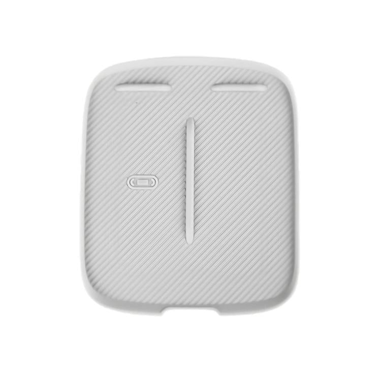 Light gray silicone center console anti-slip mat with wireless charging slot, textured surface