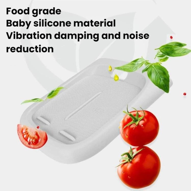 Light gray silicone protective mat with textured grip surface and small drain openings