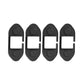 Set of four black silicone door limiter covers with arched shape and square cutout.