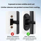 Black silicone limiter sleeve fitted over a hinge screw area for protection.
