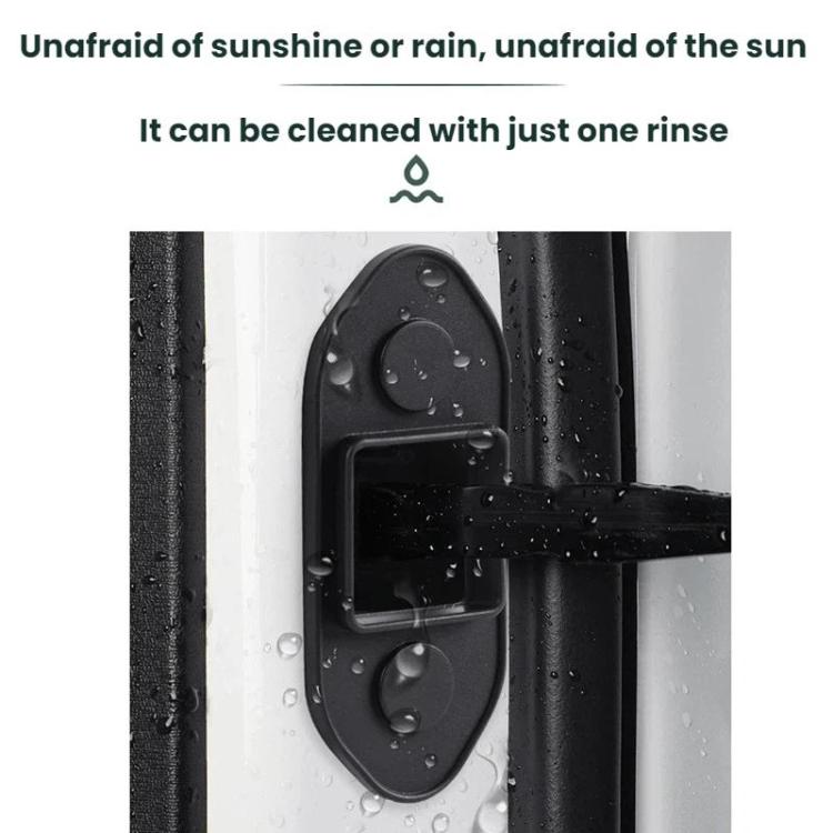 Black silicone door limiter cover with water droplets, protecting car door edge