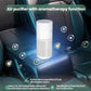 Portable car air purifier with aromatherapy function and glowing control icons