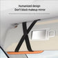 Beige sun visor organizer with strap and mirror cutout design