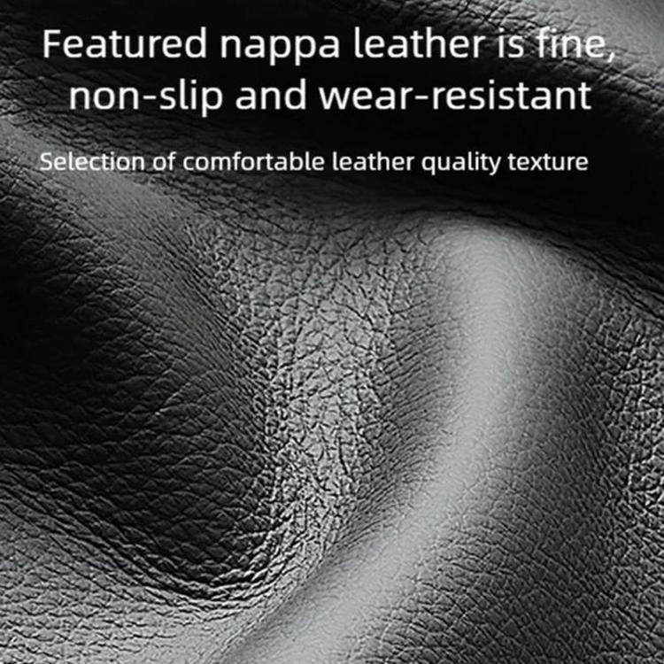 Black nappa leather-style surface texture of car sun visor organizer