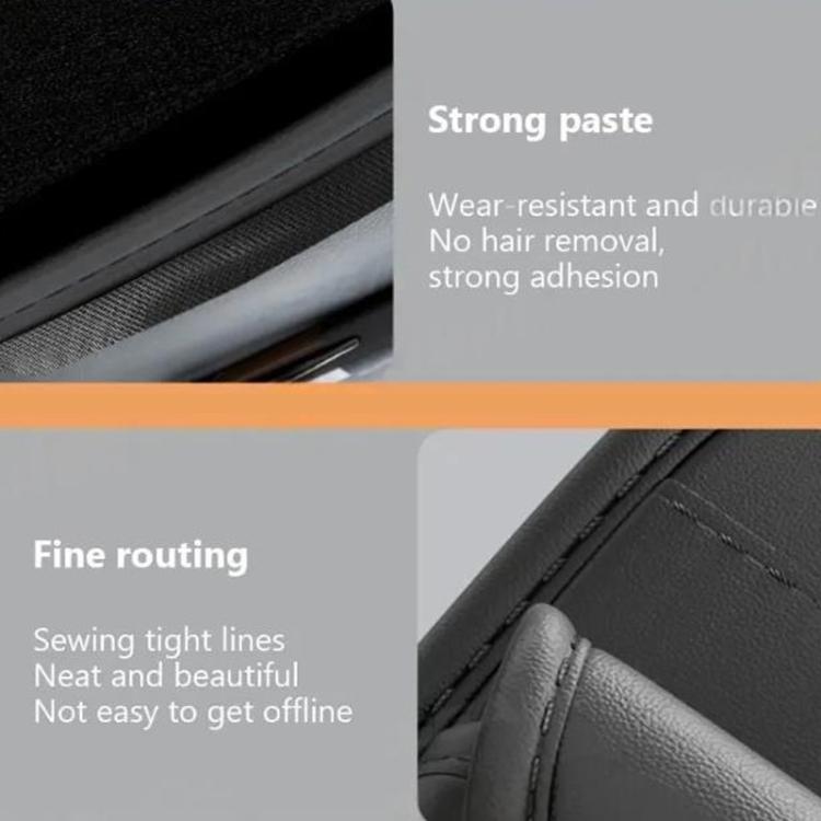 Black sun visor organizer close-up of stitched edge and durable fabric finish