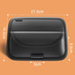 Black sun visor organizer pouch with snap clip and front zip pocket