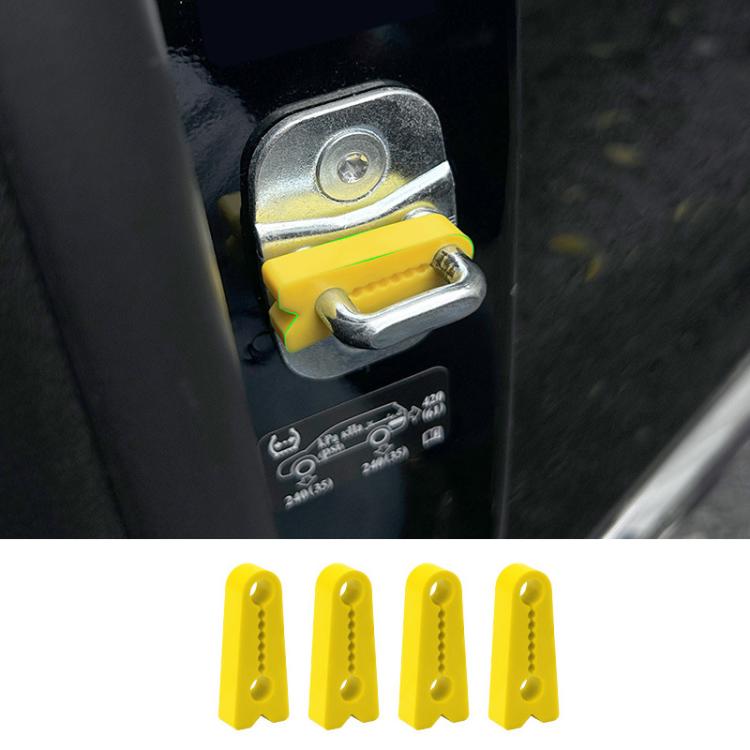 Set of 4 yellow silicone door lock buffer pads with ridged anti-collision shape
