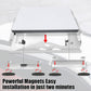 Underside view of white magnetic roof bracket with four circular magnets