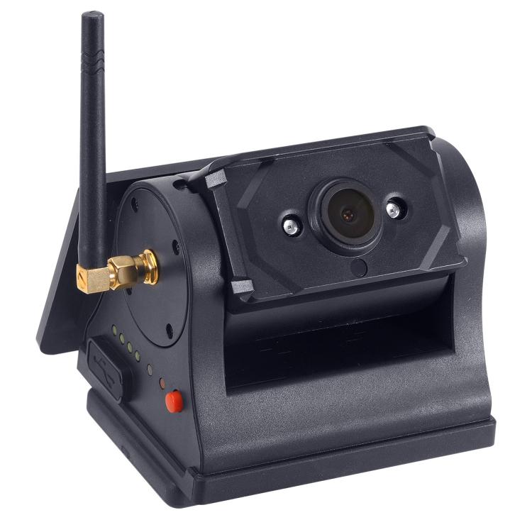 Magnetic solar-powered reversing car WiFi camera with antenna and front lens module, black