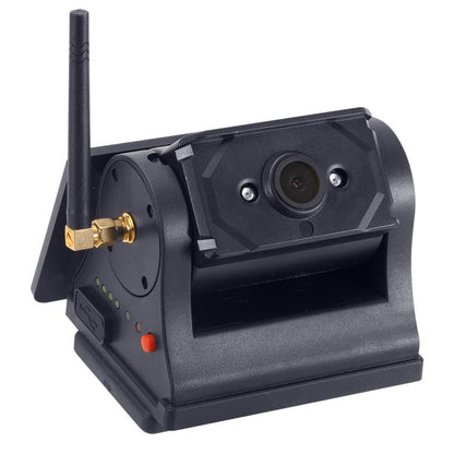 Magnetic solar-powered reversing car WiFi camera with antenna and front lens module, black