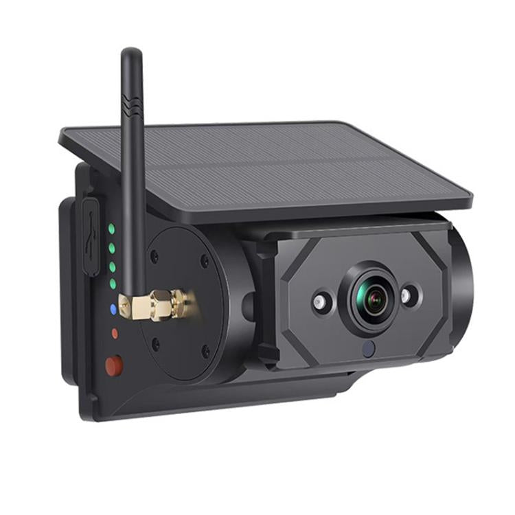 Magnetic solar-powered reversing car WiFi camera with solar top panel and lens, black