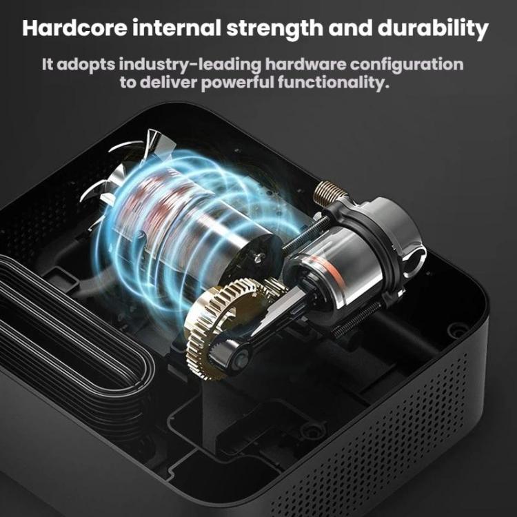 Car tire inflator motor and internal fan components inside the housing