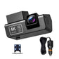 Dual-lens screenless dash camera with front unit, rear camera, and power cable