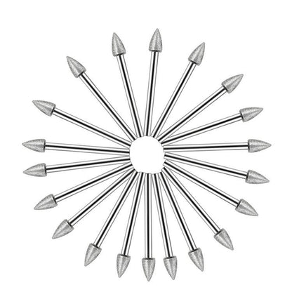 120 Mesh Pointed Diamond Grinding Head Diamond Fine Sanding Rod Jade Engraving Grinding Heads, 20pcs Pointed