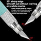 Angled metal blade of a carving knife for precision cutting