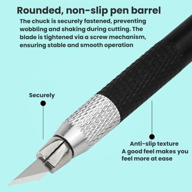 Textured black carving knife with rounded non-slip handle and metal ferrule