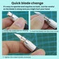 Carving knife with screw-top handle during blade change, blade visible