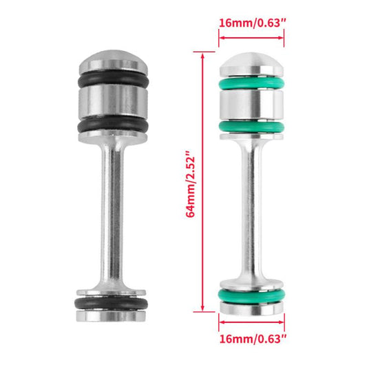 Aluminum oil steering barbell with green bushings, 64mm overall length