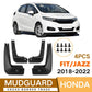 Four-piece black mud flap set with screw holes, included brackets