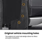 Black mud flap showing pre-cut mounting holes with circular ring markings