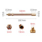 Copper valve extender with size measurements, 108.7mm length and threaded nozzle ends