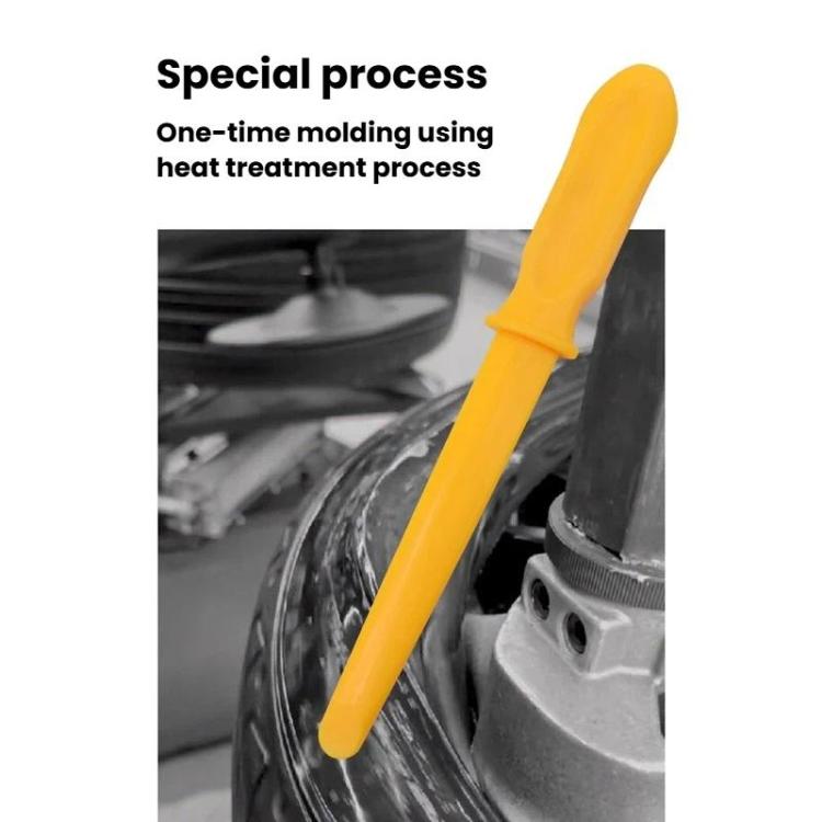 Yellow plastic pry bar with ribbed grip collar