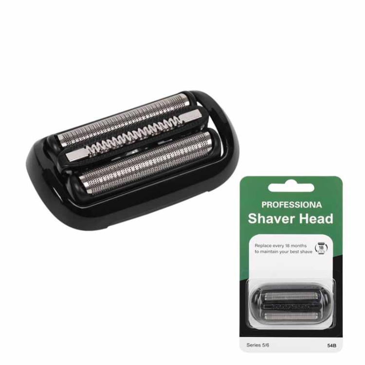 Replacement Braun 54B shaver head with two foil cutters in black housing