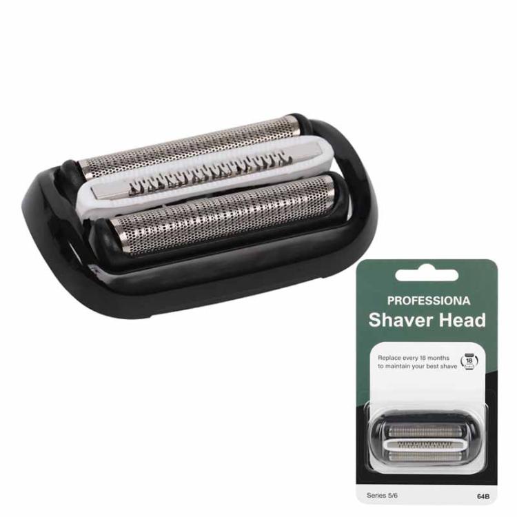 Braun 64B replacement shaver head with two foil cutters in black housing