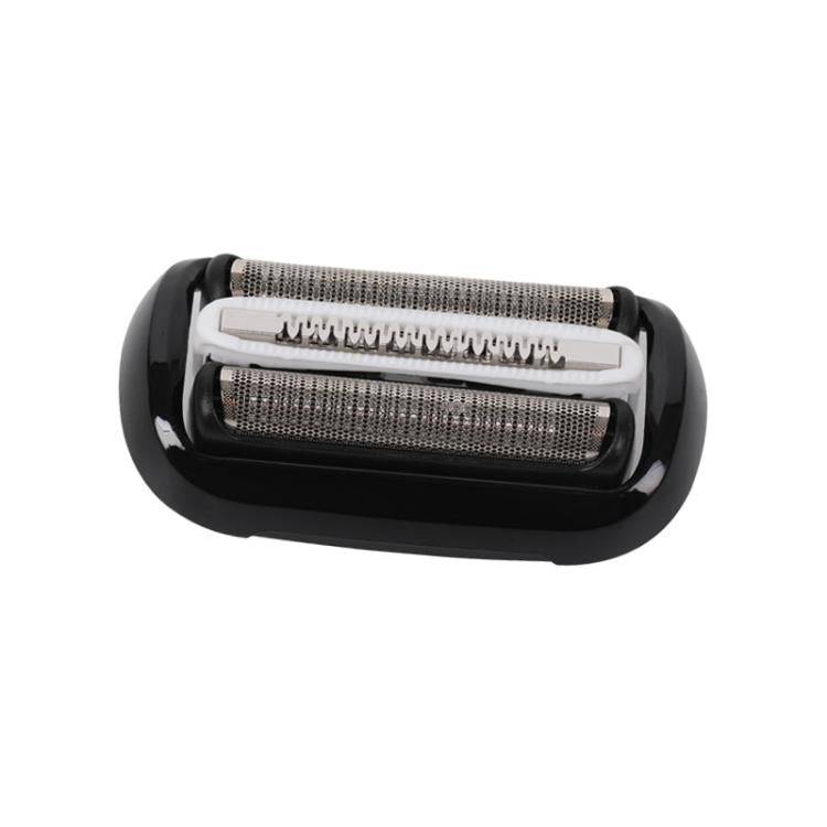 Braun 64B replacement shaver head with twin stainless-steel foil screens, black base