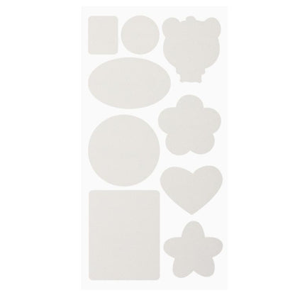 Leather repair patch set, light/white mixed shapes: circles, ovals, squares, hearts