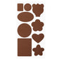 Leather repair patch set, light brown mixed shapes: circles, ovals, squares, hearts, flowers