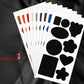 Leather repair patch set with black cutout shapes on white backing sheets