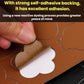 Beige leather repair patch being applied to a damaged leather surface