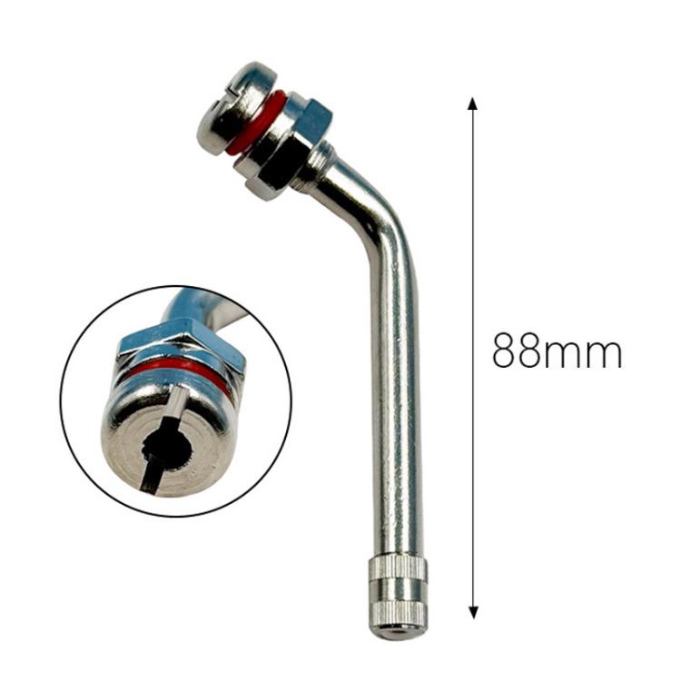 Straight tubeless tire valve, 88mm metal stem with blue/red seal head