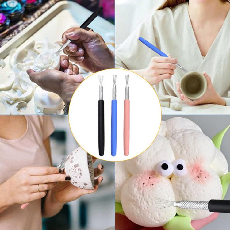 Clay sculpting texture brush set for DIY projects with stainless needle tips