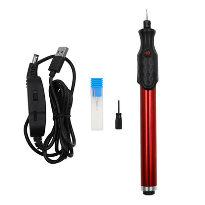 Aluminum alloy USB engraving grinder pen with black handle, cable, and accessories