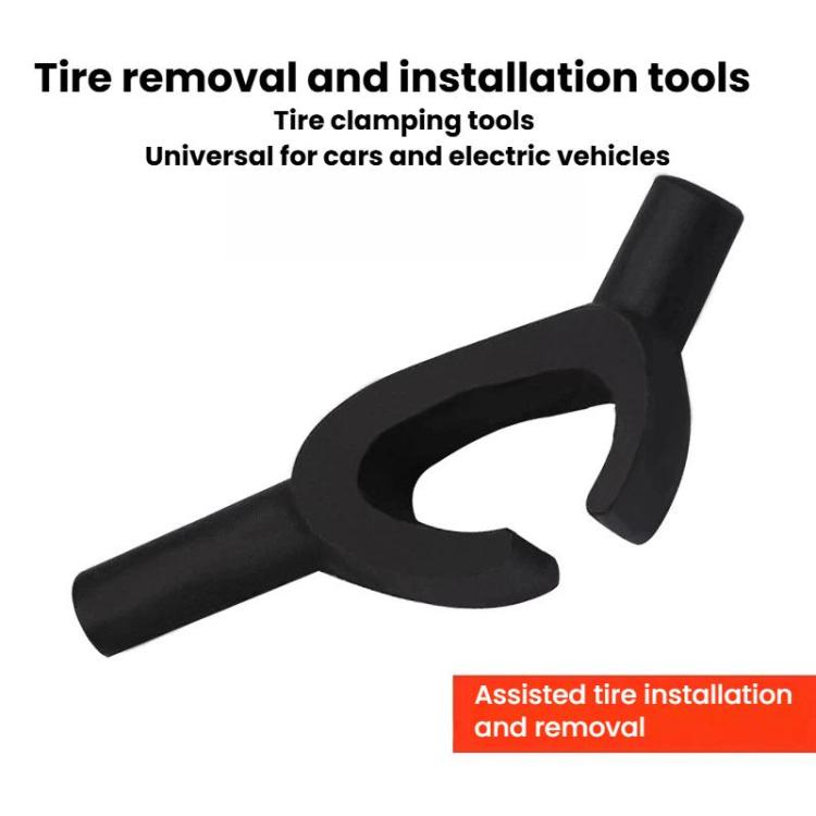 Black universal tire bead breaker tool with U-shaped clamp pry