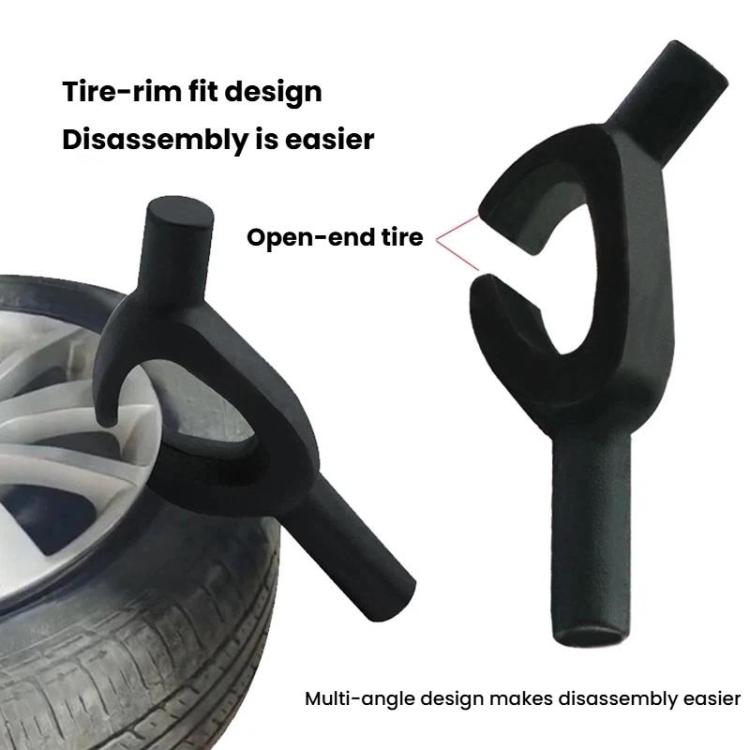 Black open-ended tire bead breaker pry tool with multi-angle fork