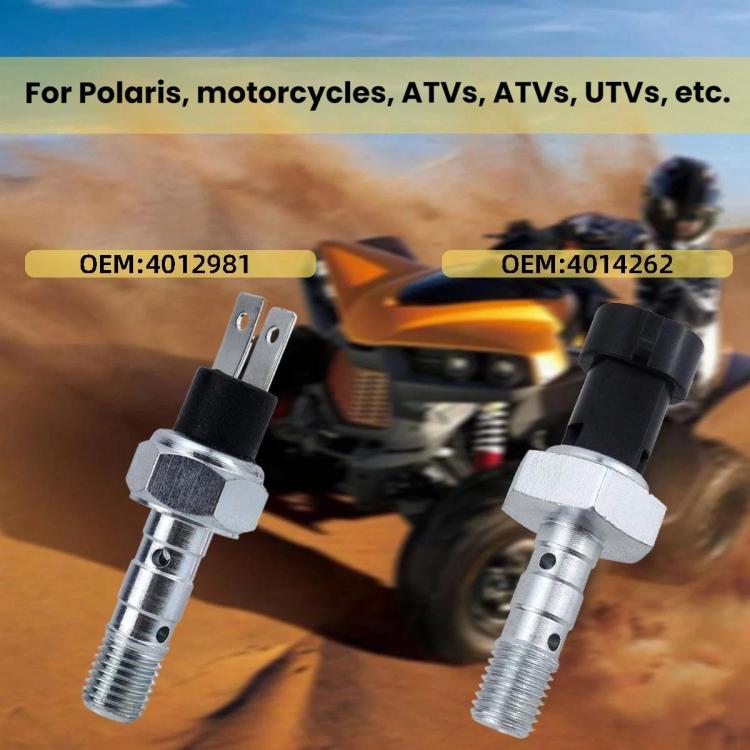 Pair of brake sensors with black connectors and threaded metal mounting bolts