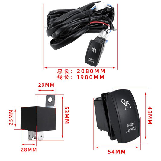UTV Signal Light Switch Wiring Harness Kit With Waterproof 12V Automotive Relay, Headlight Model With Rock Light Wiring Harness, Bar Light Model With Flagpole Light Wiring Harness, Turn Signal Model With Turn Signal Stalk Switch